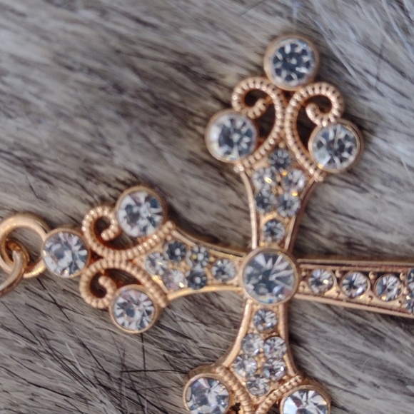 JM Rhinestone Cross Gold Tone Key Chain Bling - Picture 7 of 7